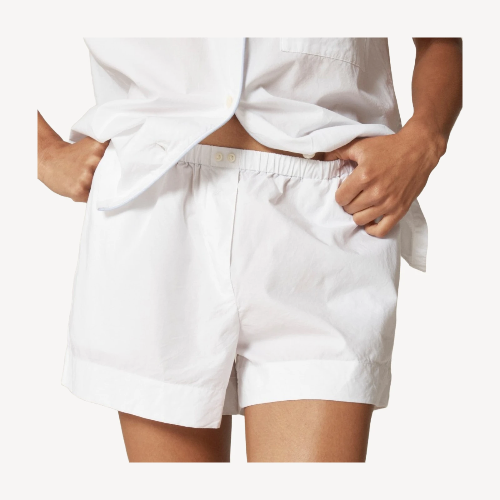 Pajama short set in end-on-end cotton