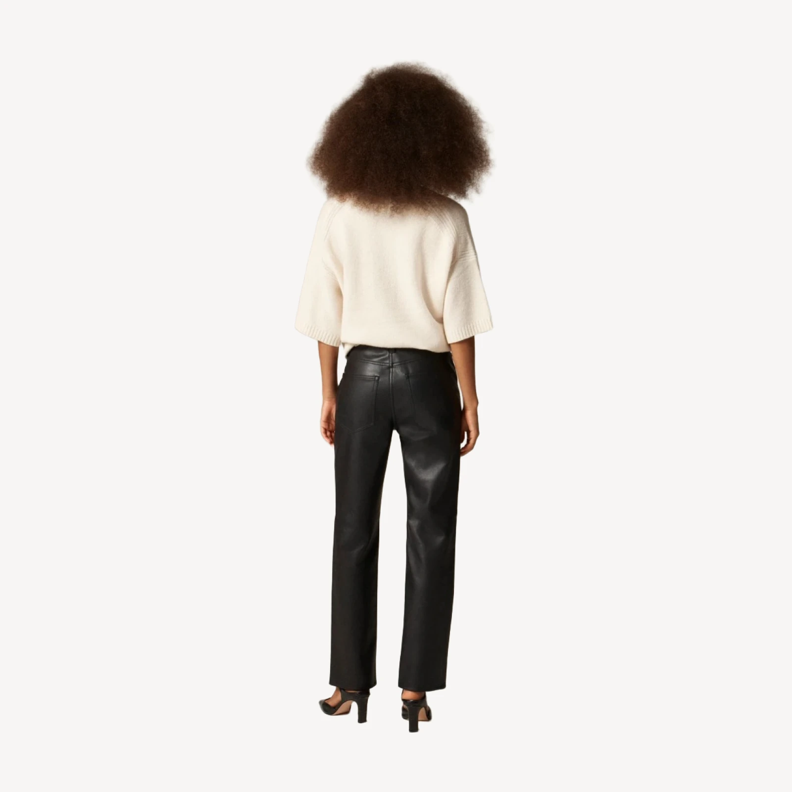 Nipped straight pant in faux leather