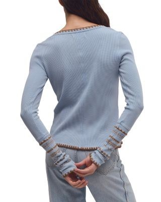 Free People Aspen Thermal Cotton Embroidered Top