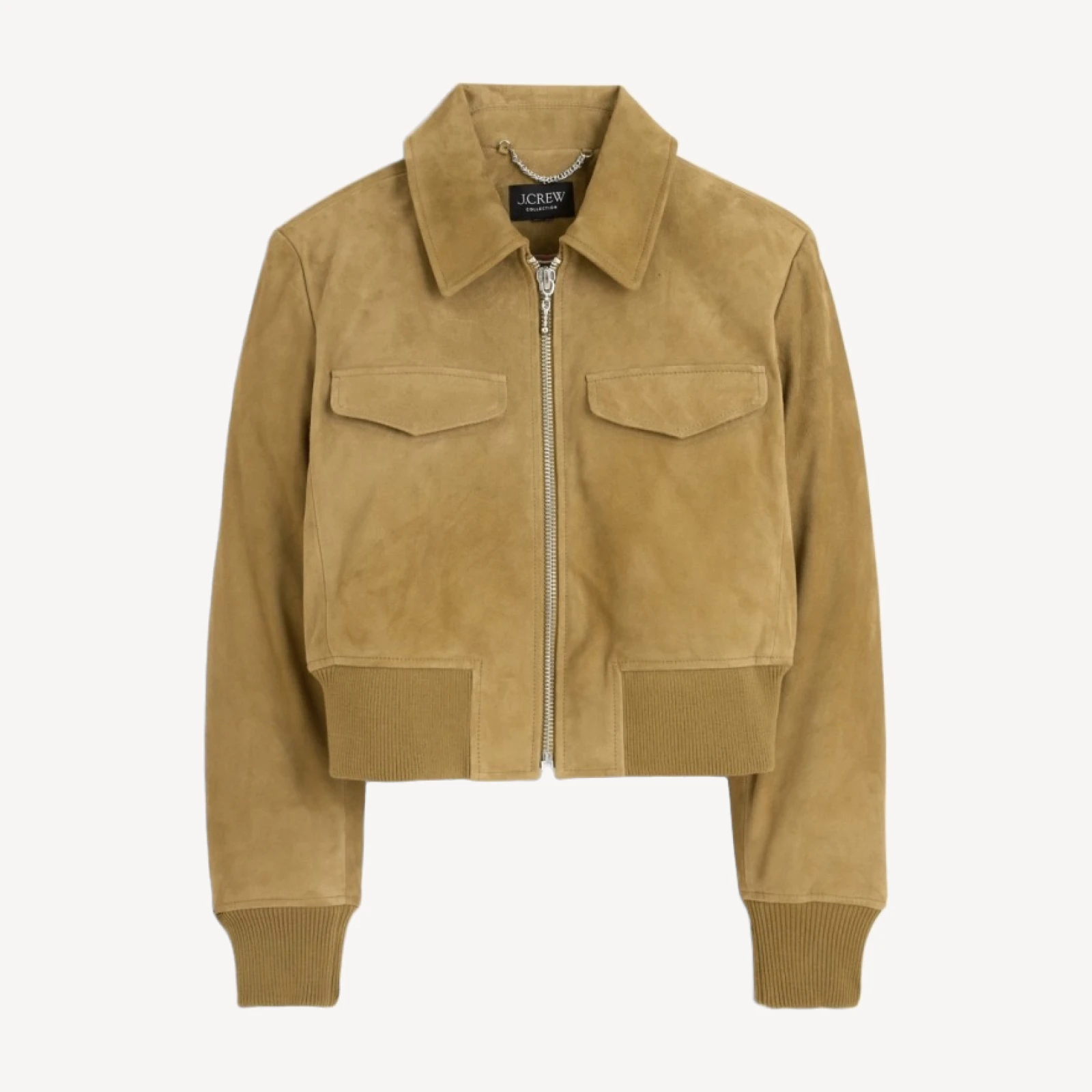 Collection cropped flight jacket in suede