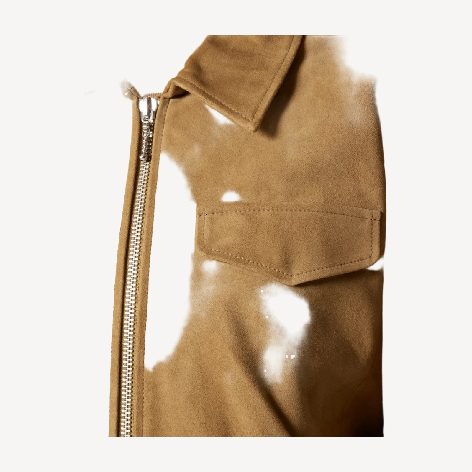 Collection cropped flight jacket in suede