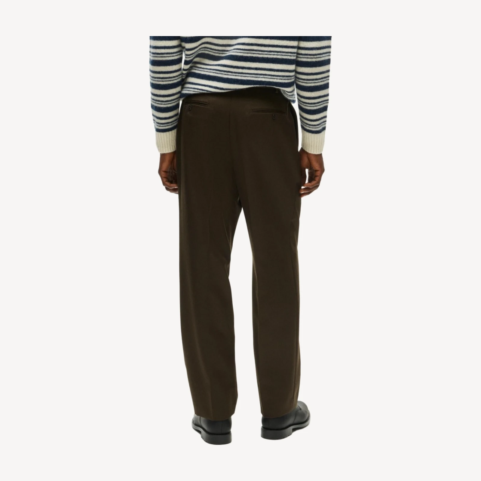 Relaxed-fit double-pleated trouser in Italian wool cavalry twill