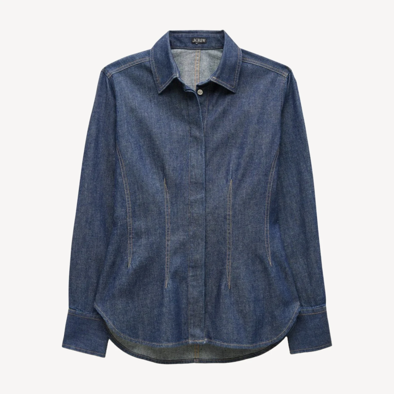 Darted button-up shirt in denim