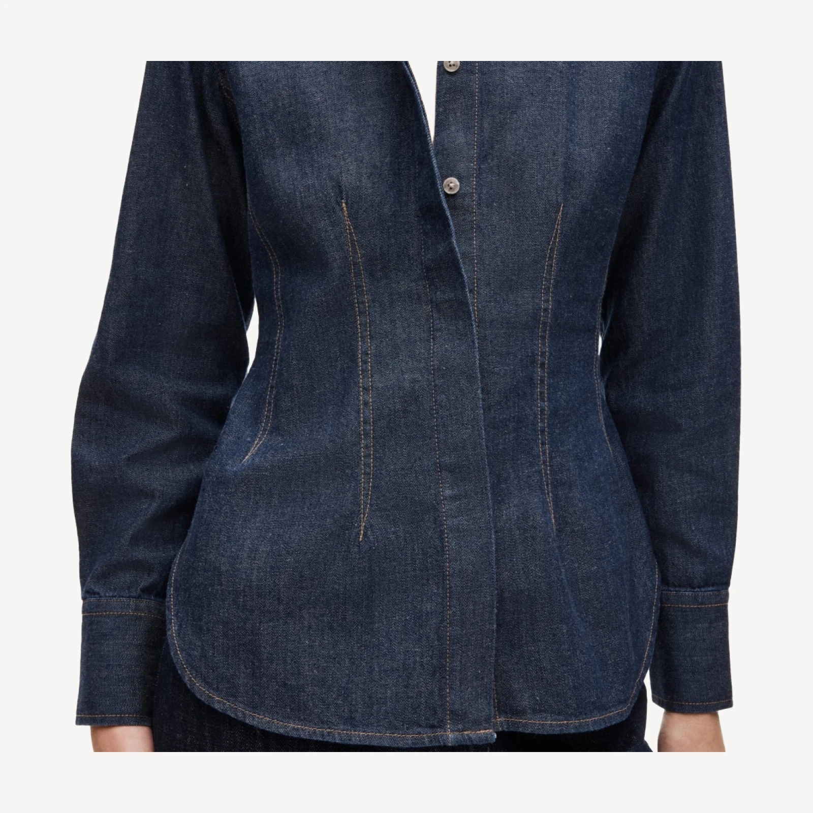 Darted button-up shirt in denim