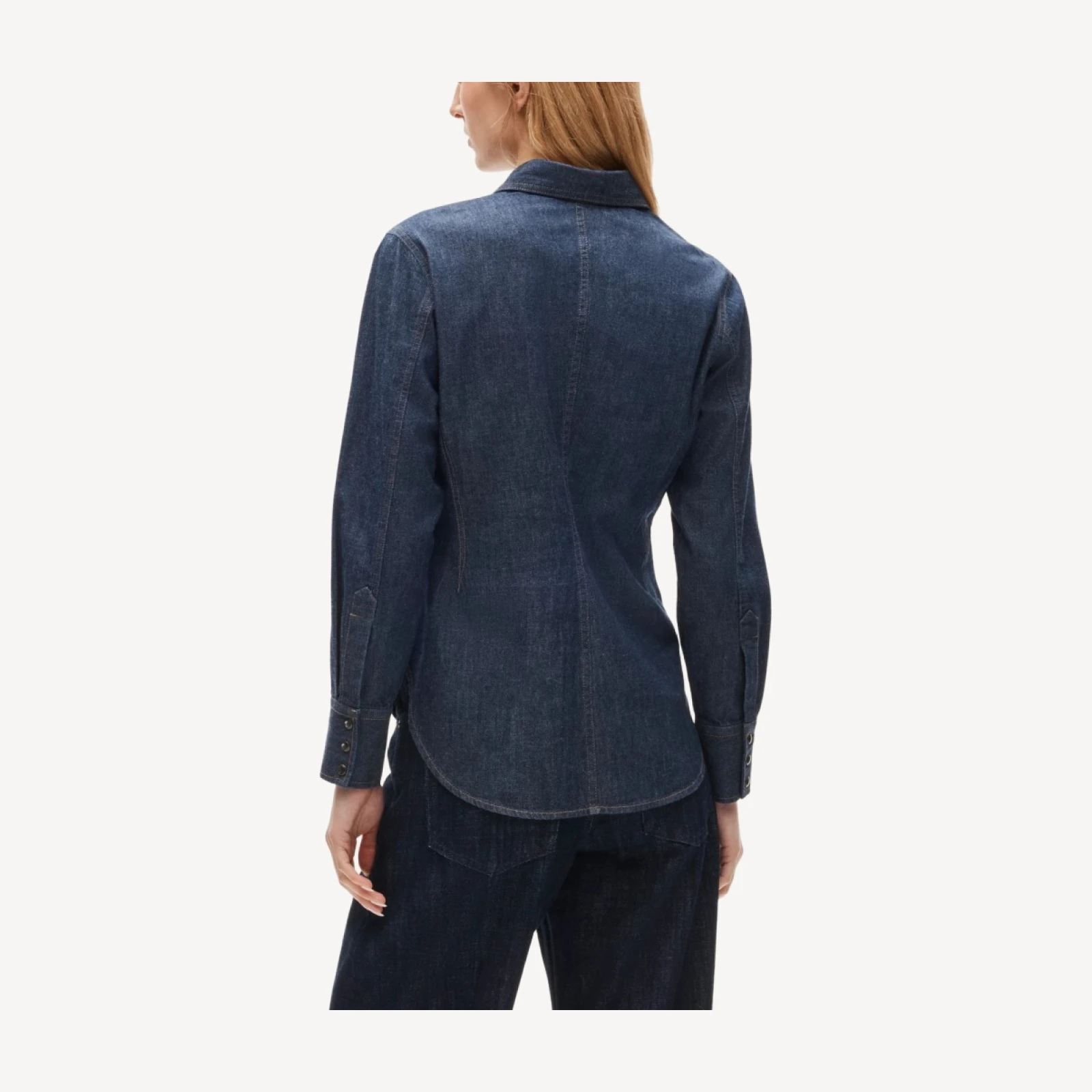 Darted button-up shirt in denim