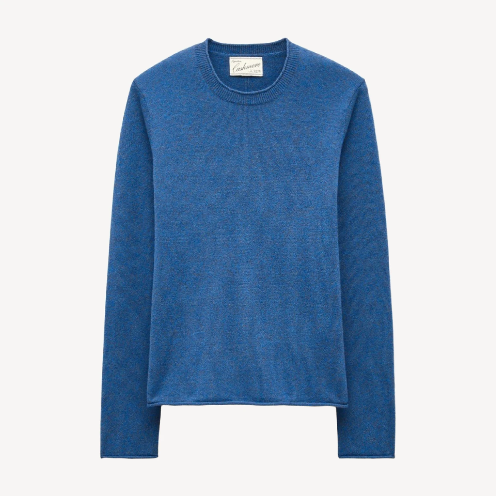 Rolled cashmere long-sleeve sweater in marled yarn