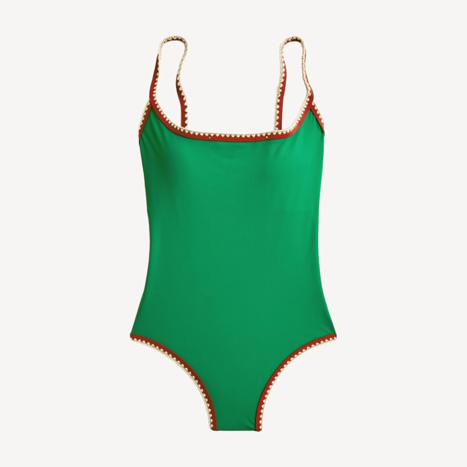 Crochet-trim scoopback one-piece swimsuit