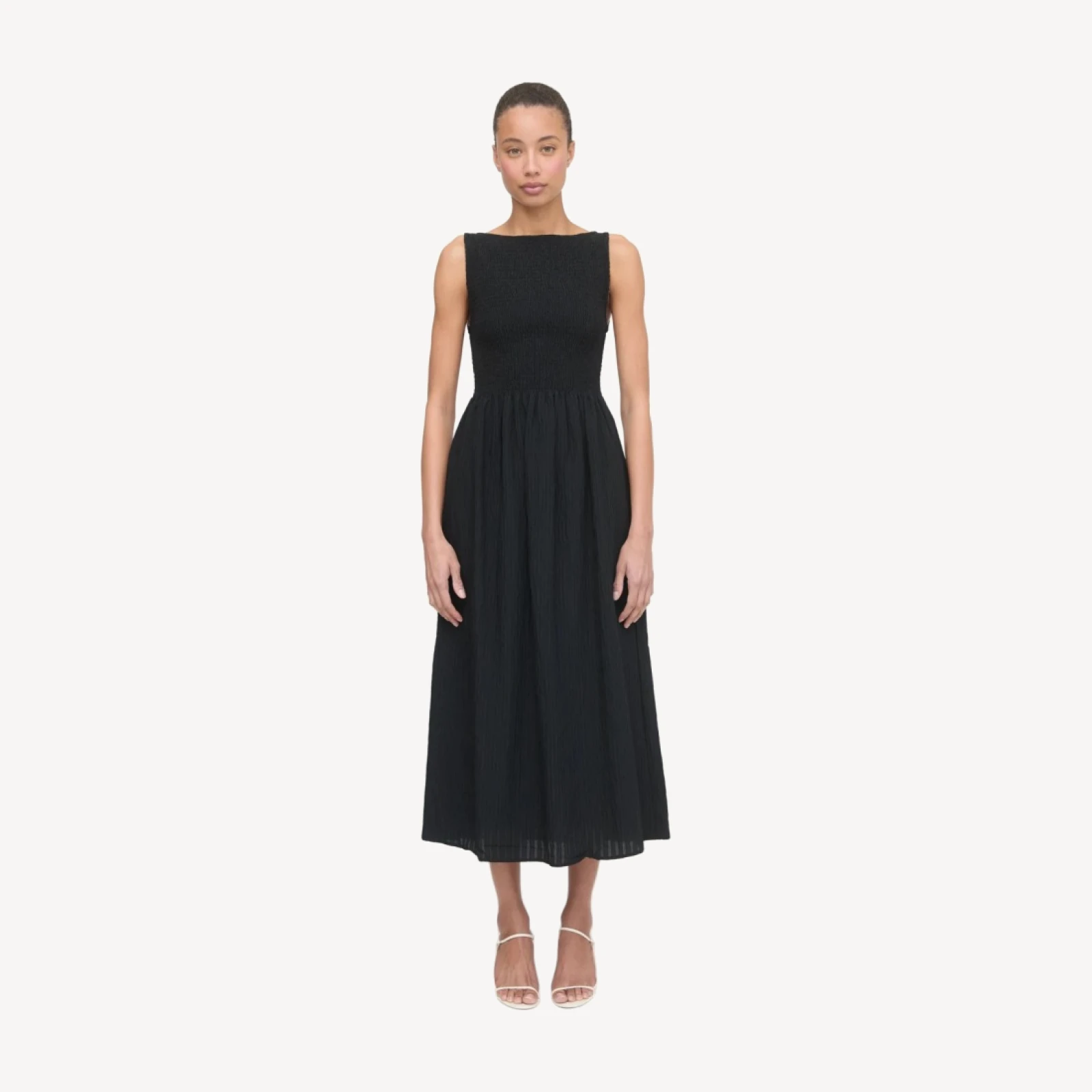 The Cosima Nap Dress - Black Tonal Seersucker