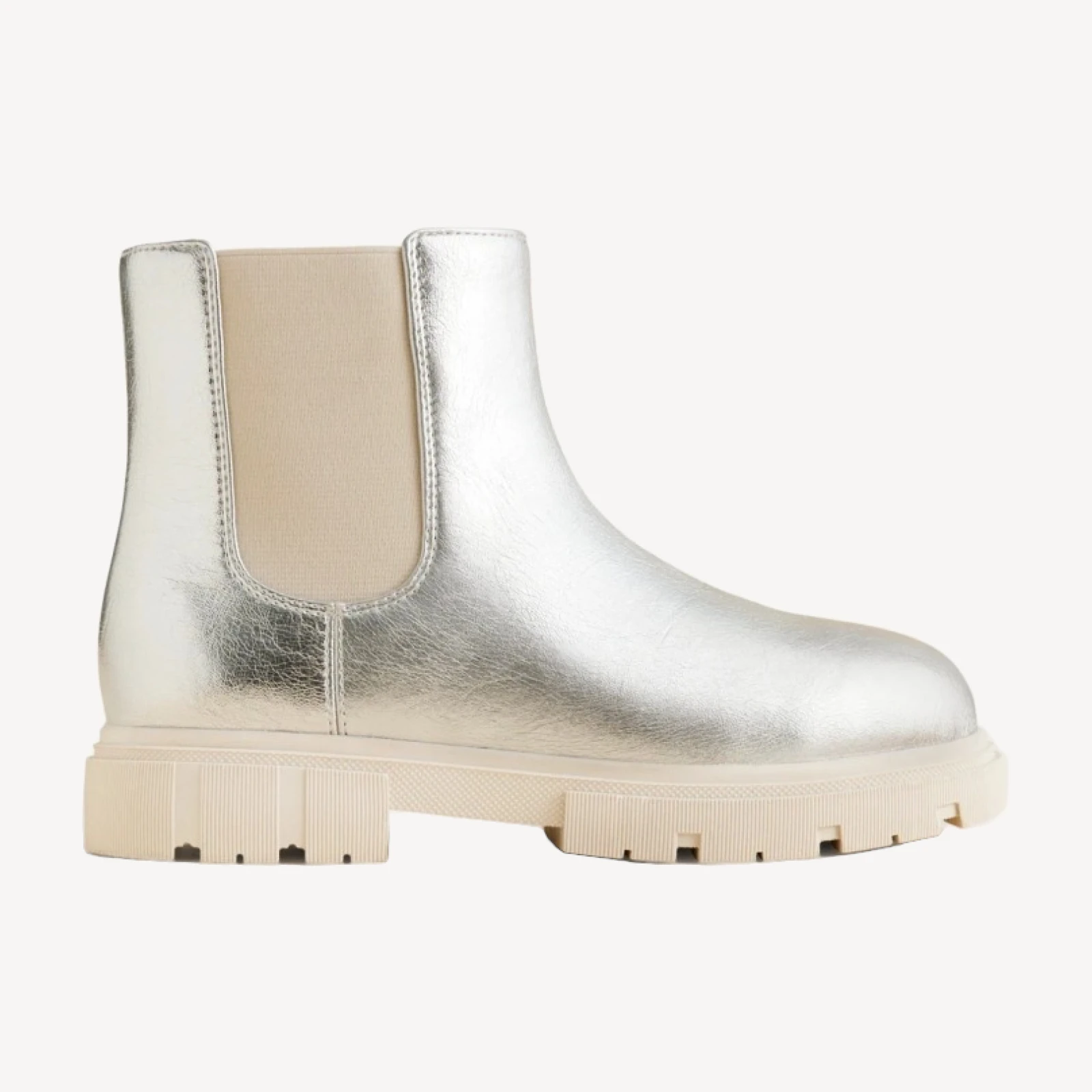 Girls' lug-sole boots in metallic