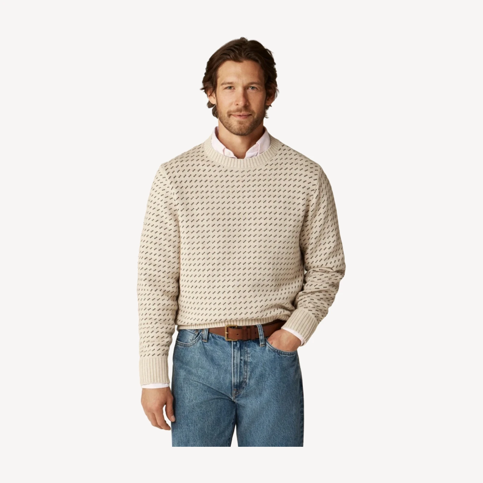Heritage cotton sweater in bird's-eye stitch