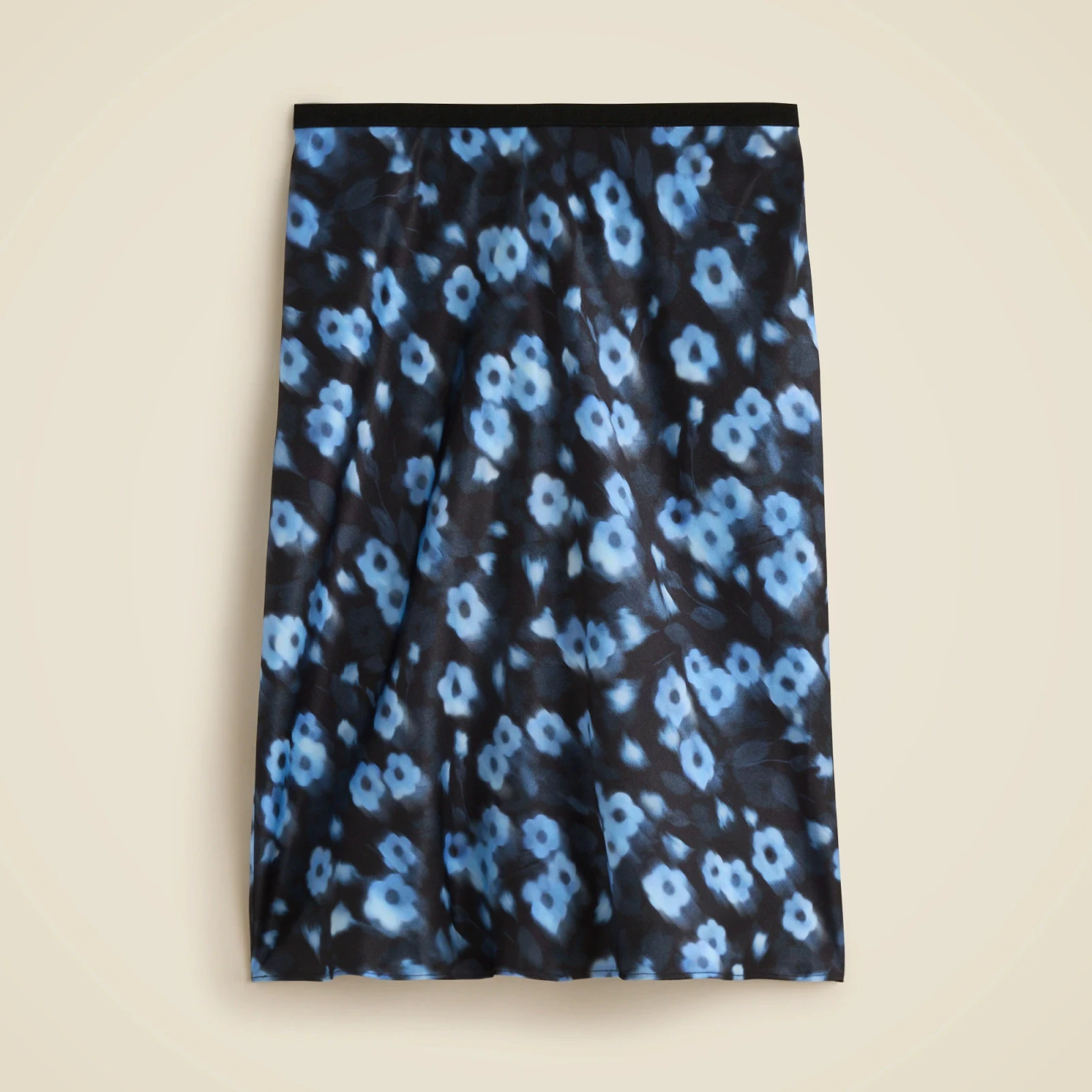 Gwen knee-length slip skirt in blurry floral luster charmeuse