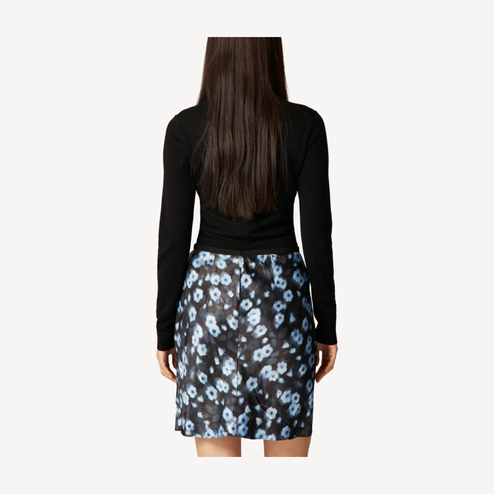 Gwen knee-length slip skirt in blurry floral luster charmeuse