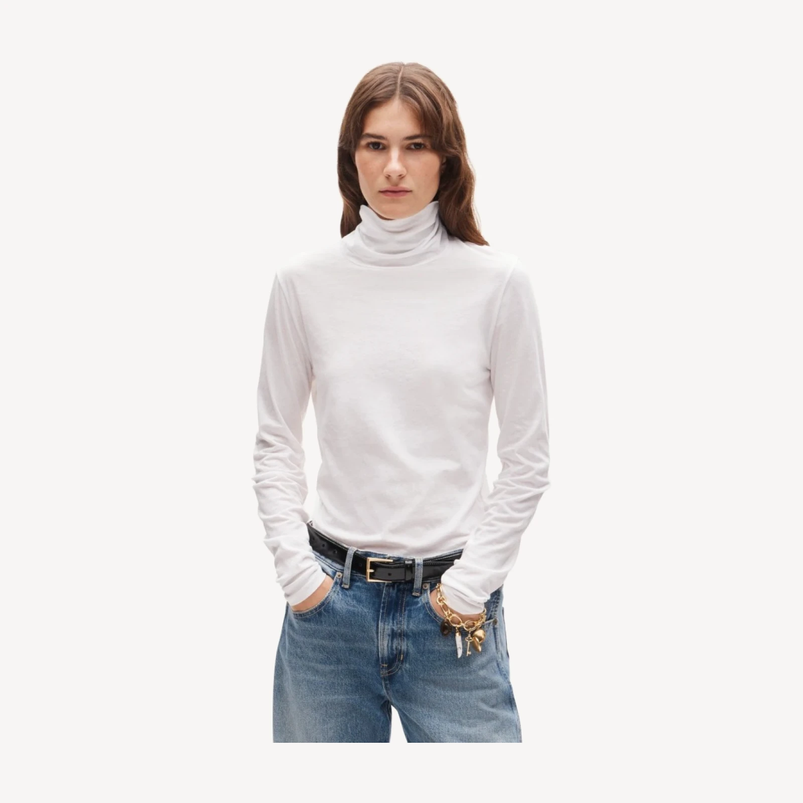 Feather jersey turtleneck