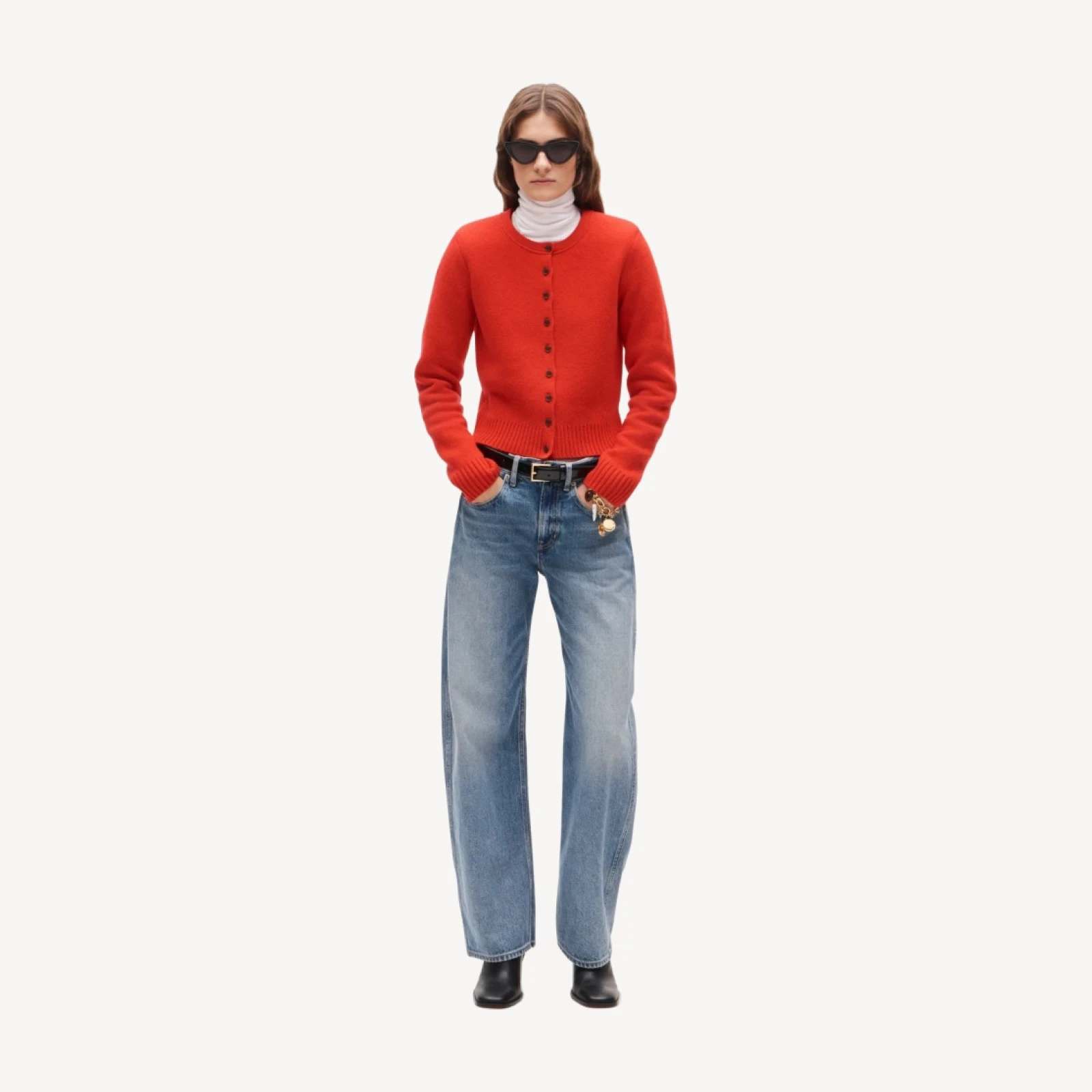 Feather jersey turtleneck