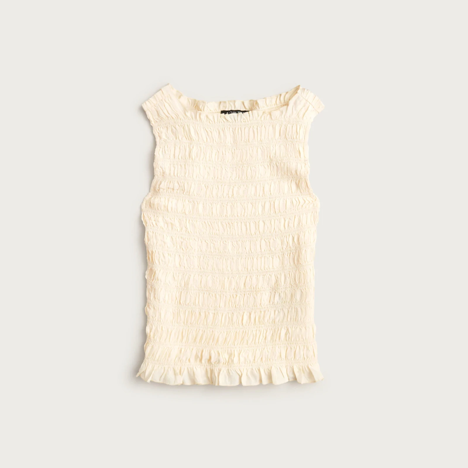 Smocked shell tank top in crepe de chine
