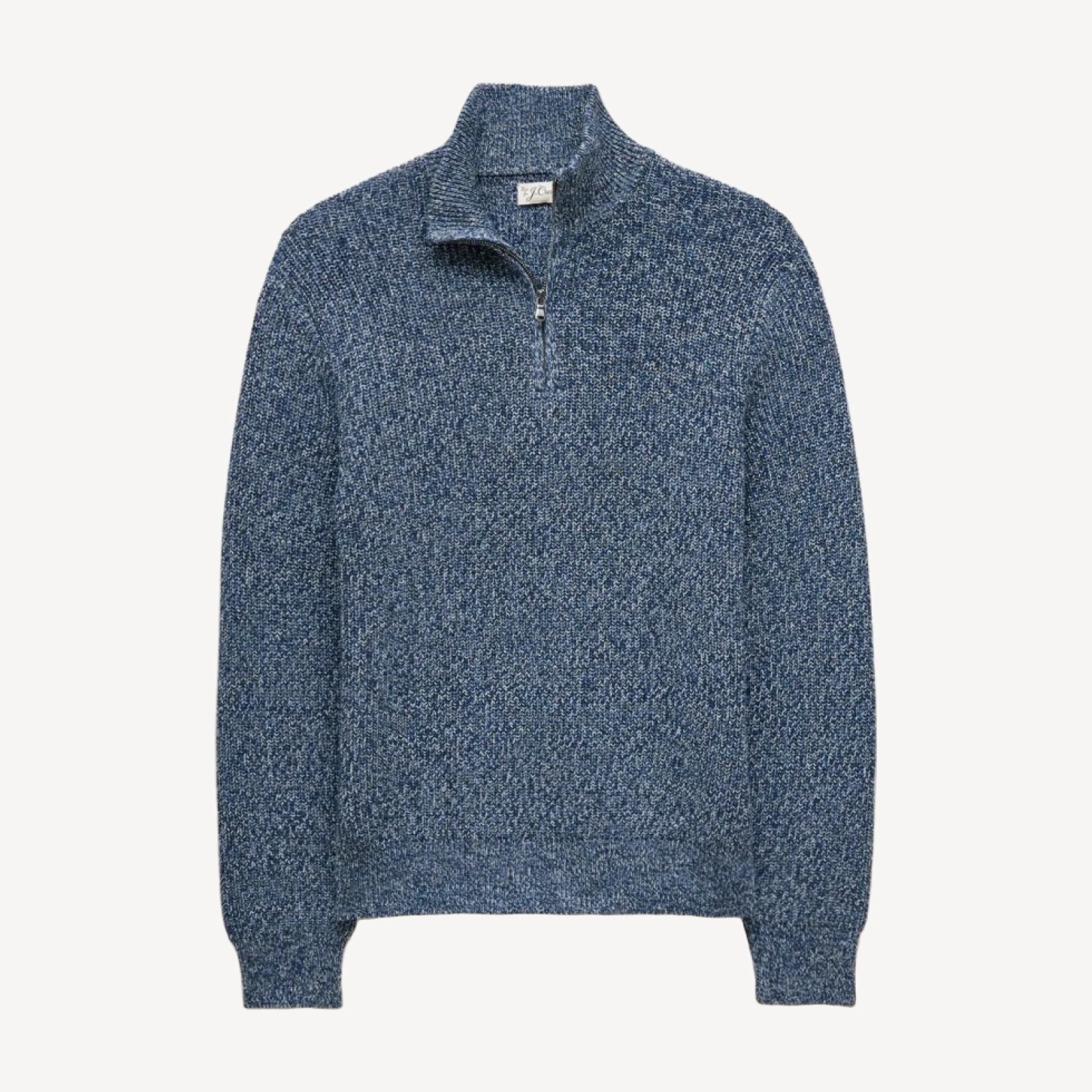 Quarter-zip sweater in marled cotton