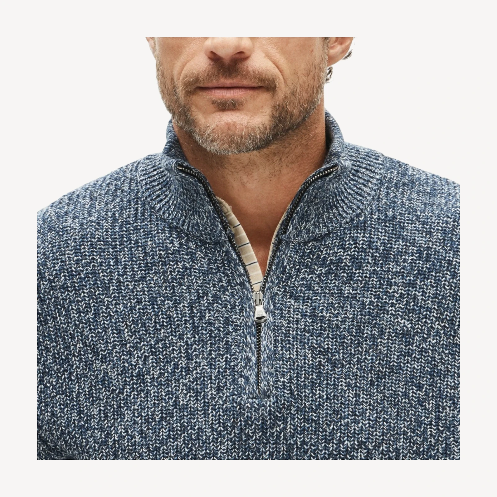 Quarter-zip sweater in marled cotton