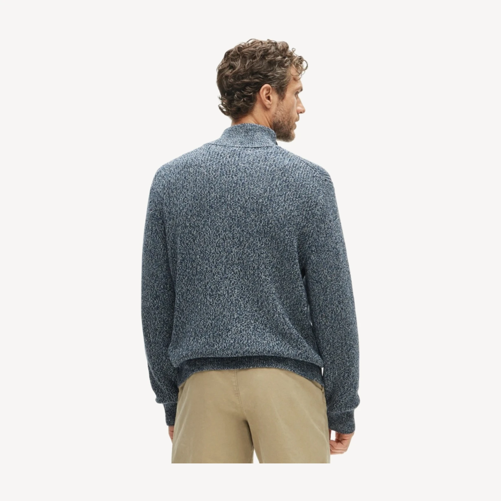 Quarter-zip sweater in marled cotton
