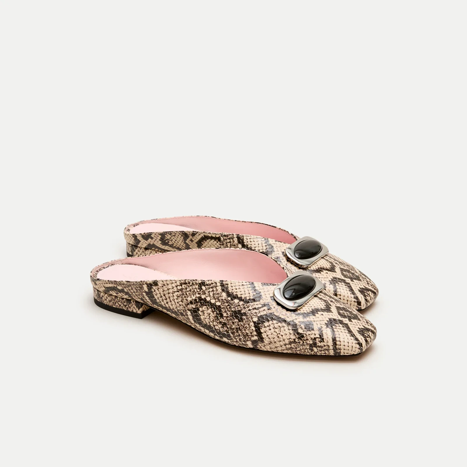 Sophie ballet mules in snake-embossed leather