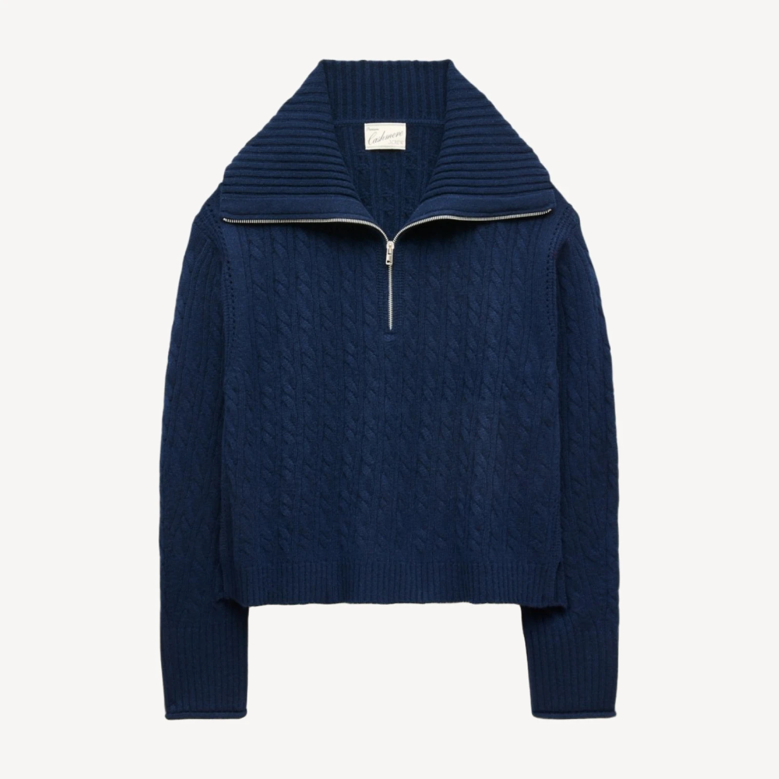 Cashmere quarter-zip sweater in cable knit