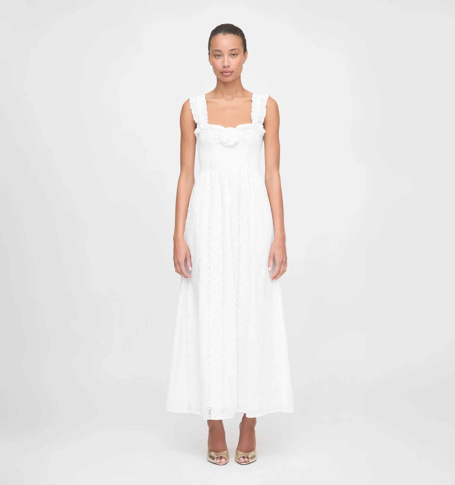 The Rosetta Nap Dress - White Broderie Voile