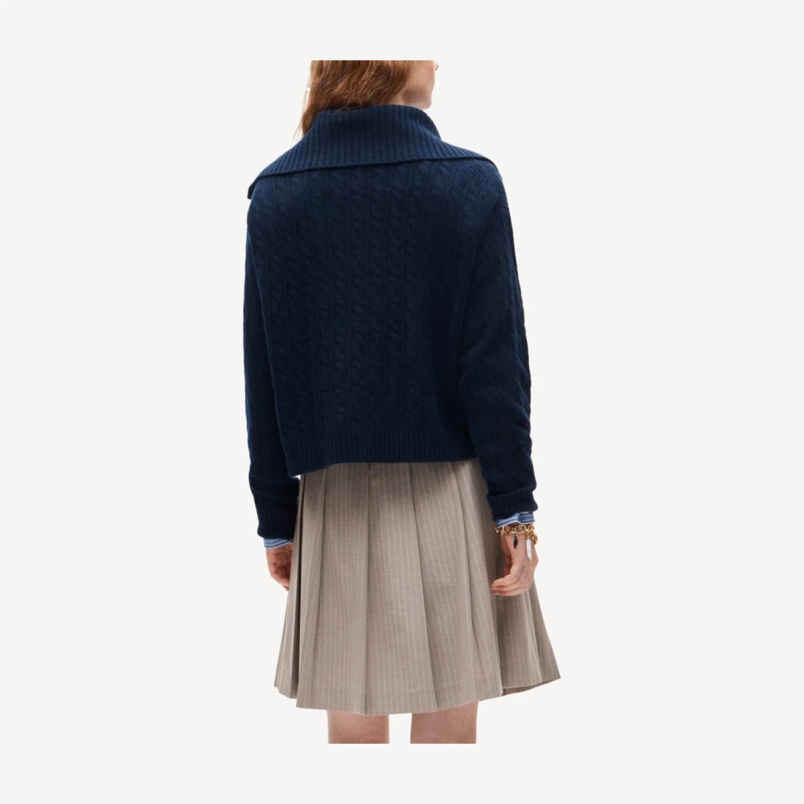 Cashmere quarter-zip sweater in cable knit