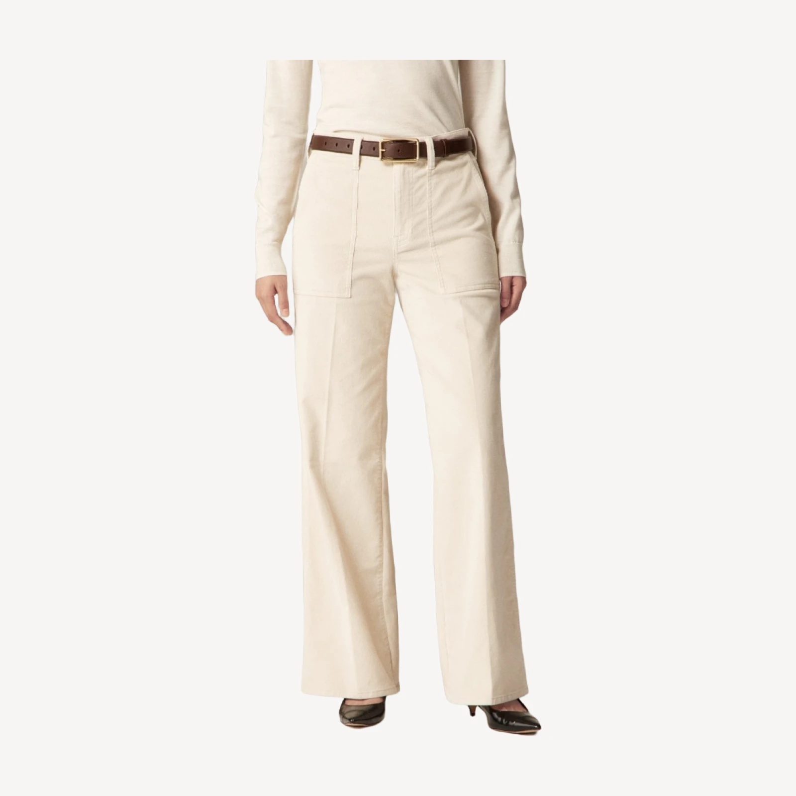 Camp-pocket wide-leg pant in stretch corduroy