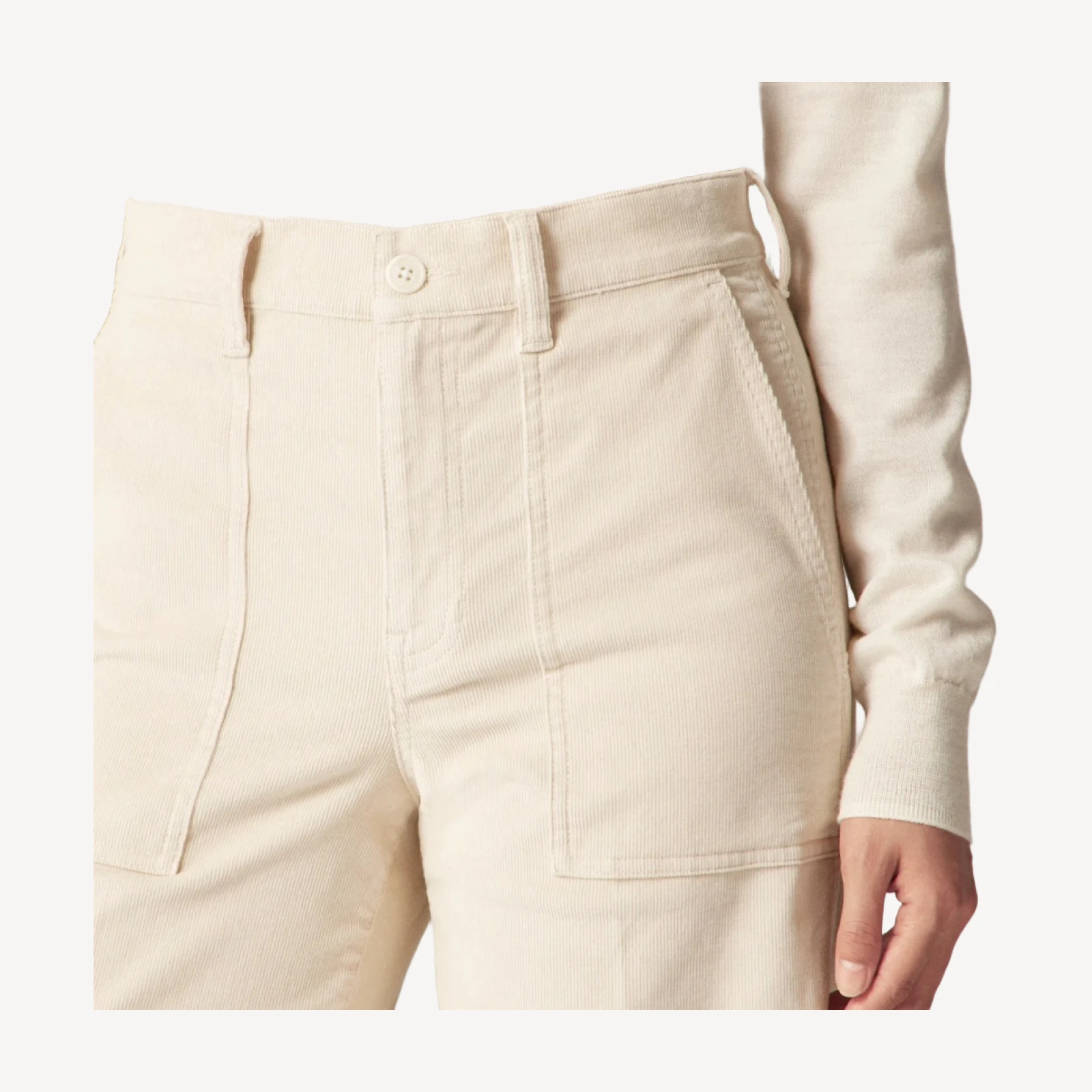 Camp-pocket wide-leg pant in stretch corduroy