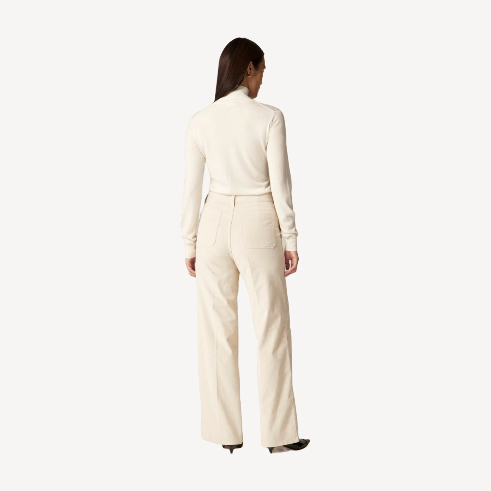 Camp-pocket wide-leg pant in stretch corduroy