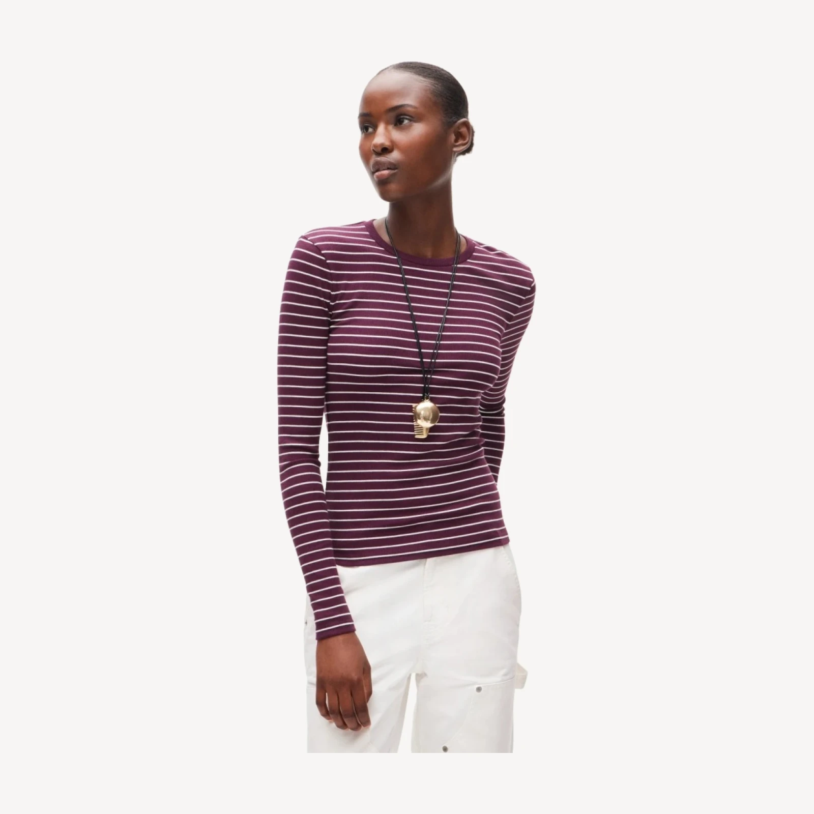 Perfect rib long-sleeve T-shirt in stripe