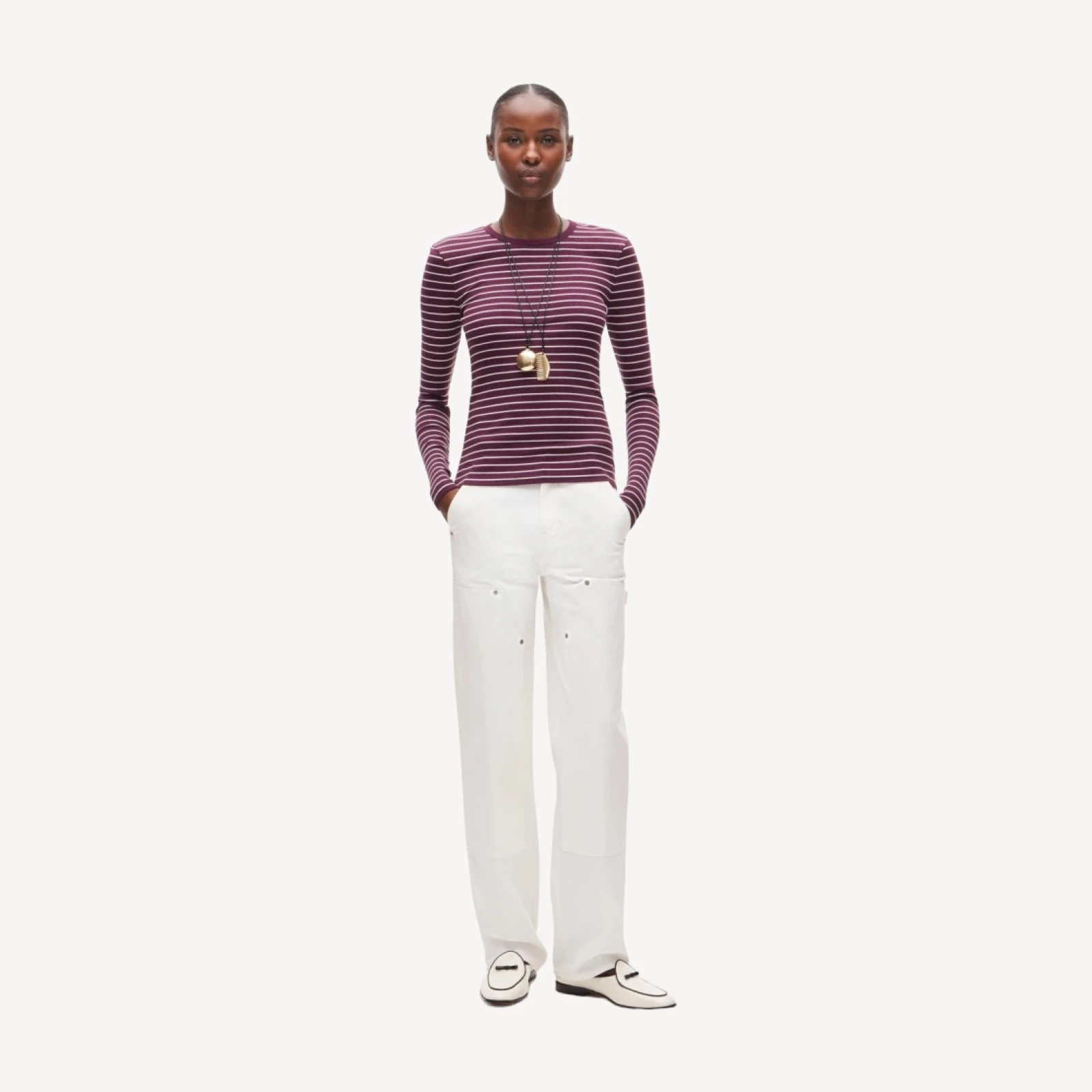 Perfect rib long-sleeve T-shirt in stripe
