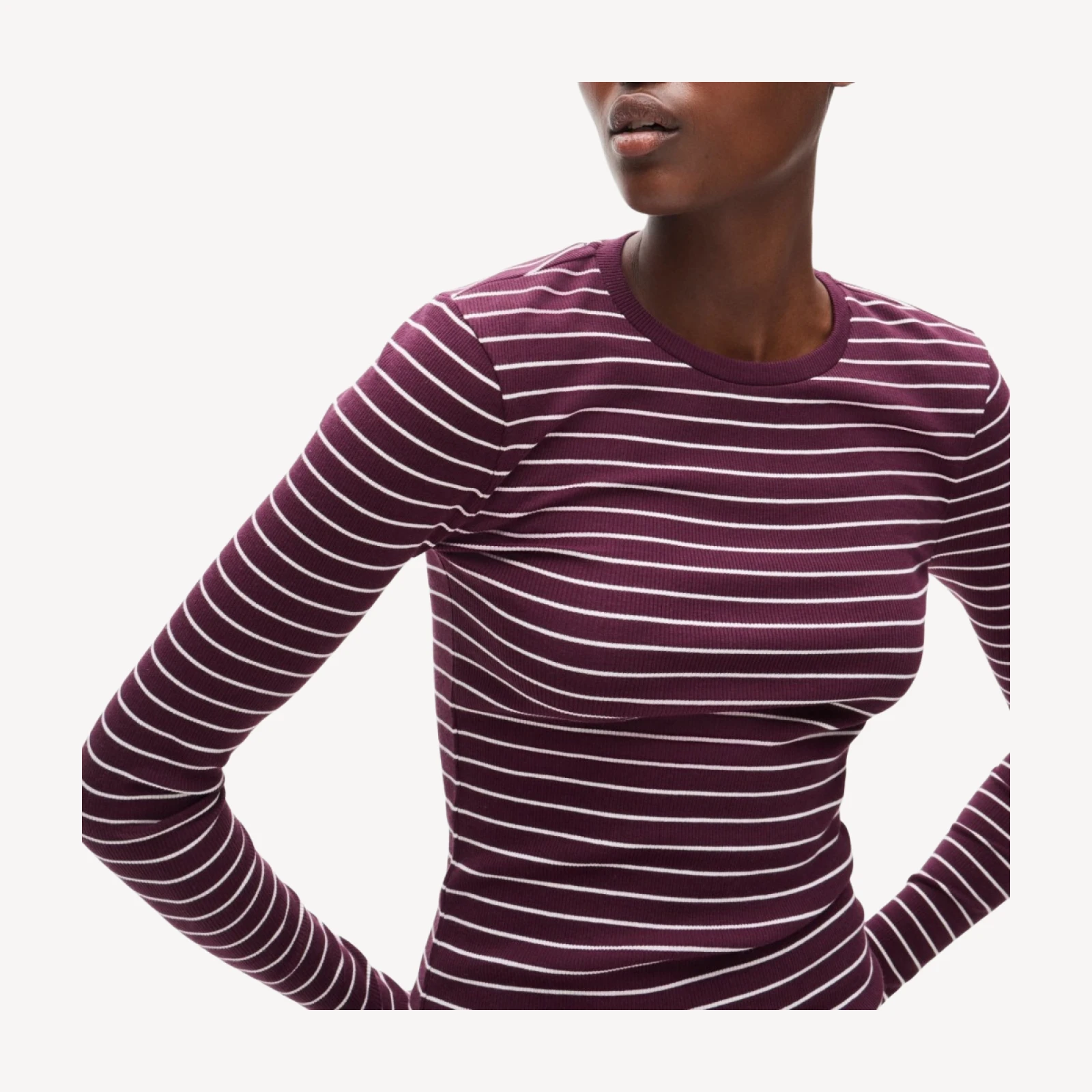 Perfect rib long-sleeve T-shirt in stripe