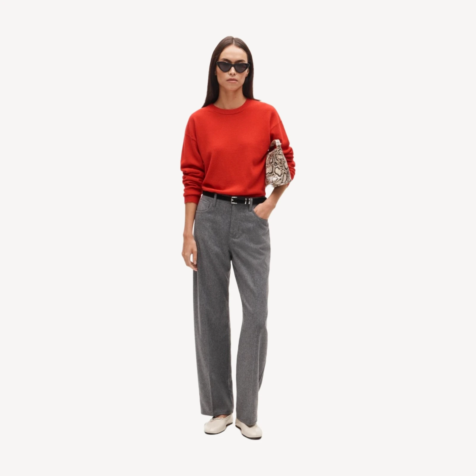 Barrel pant in wool-blend flannel