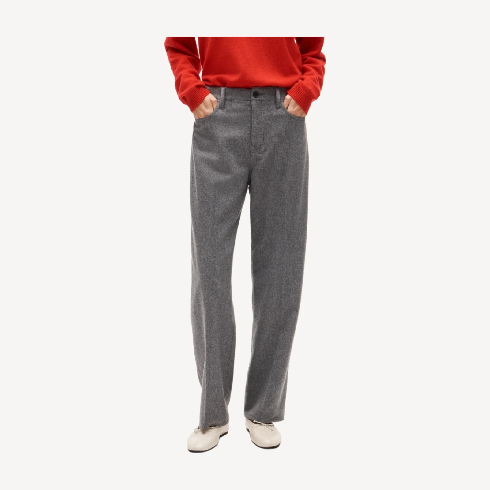 Barrel pant in wool-blend flannel