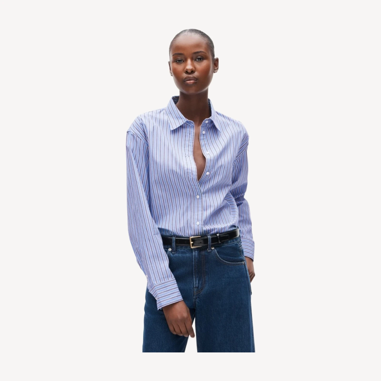 Esme relaxed-fit button-up shirt in striped cotton poplin