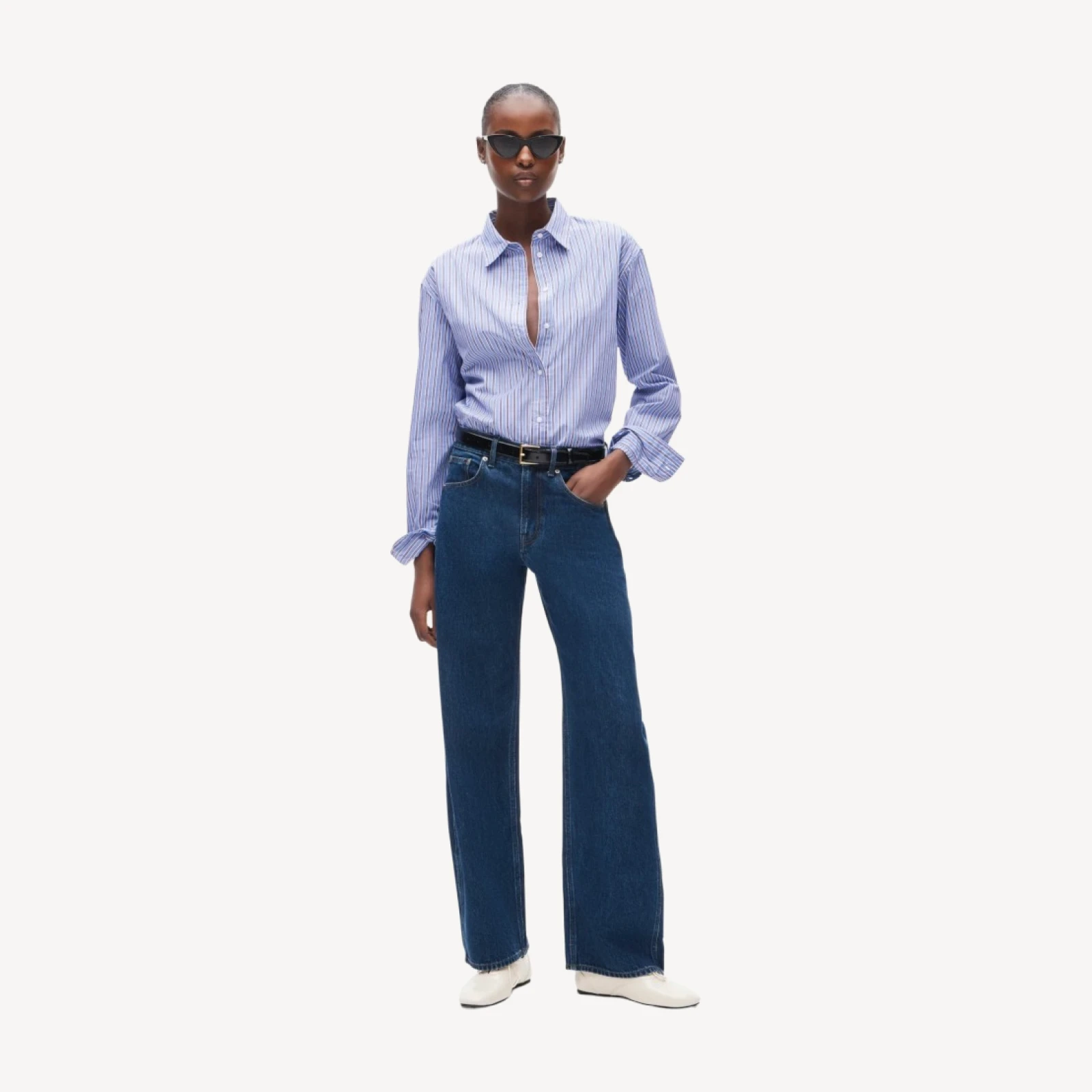 Esme relaxed-fit button-up shirt in striped cotton poplin