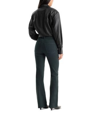 Good American Classic High Rise Bootcut Jeans in Forest Green