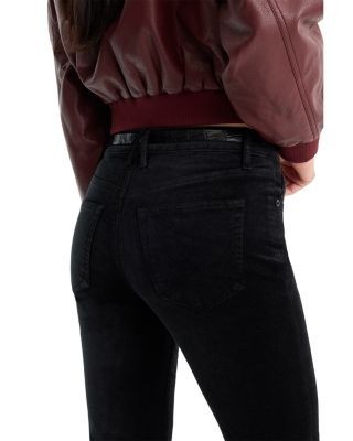 Good American Good Legs Velvet High Rise Flared Jeans in Black