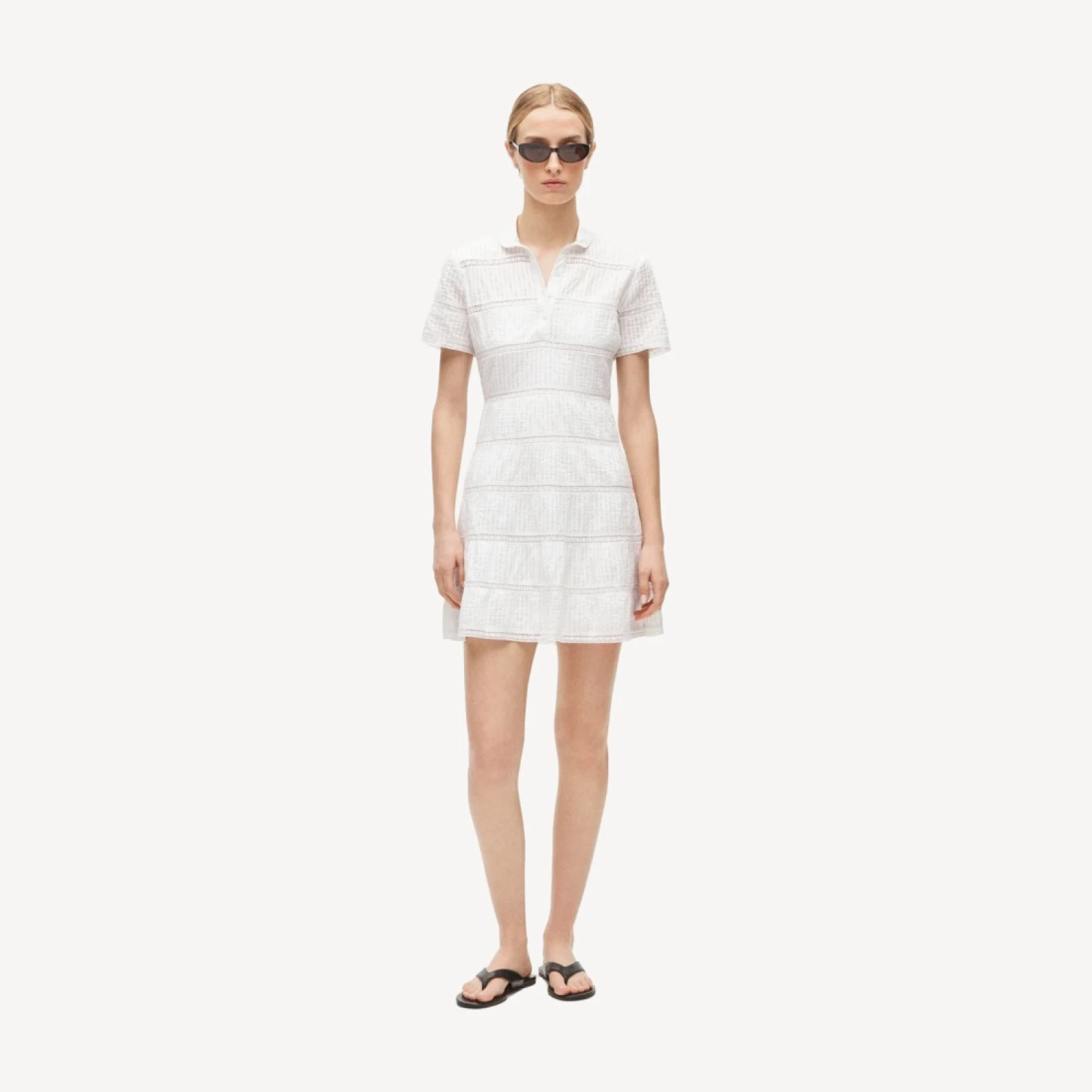 Tiered shirt-dress in cotton voile