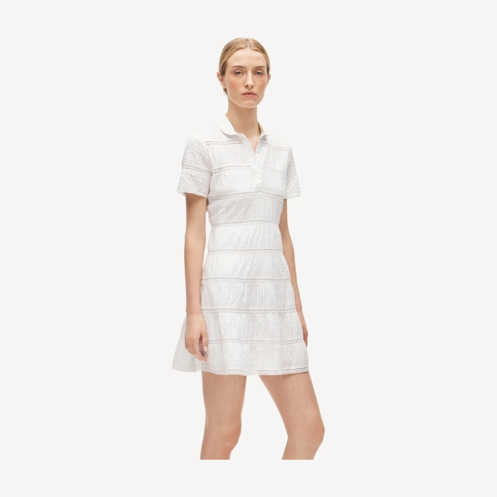 Tiered shirt-dress in cotton voile