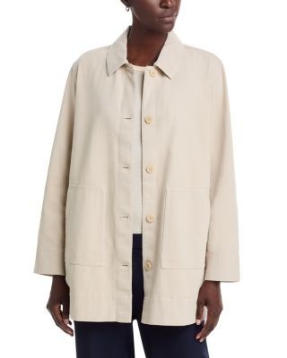 Eileen Fisher Garment Dyed Utility Classic Collar Long Jacket