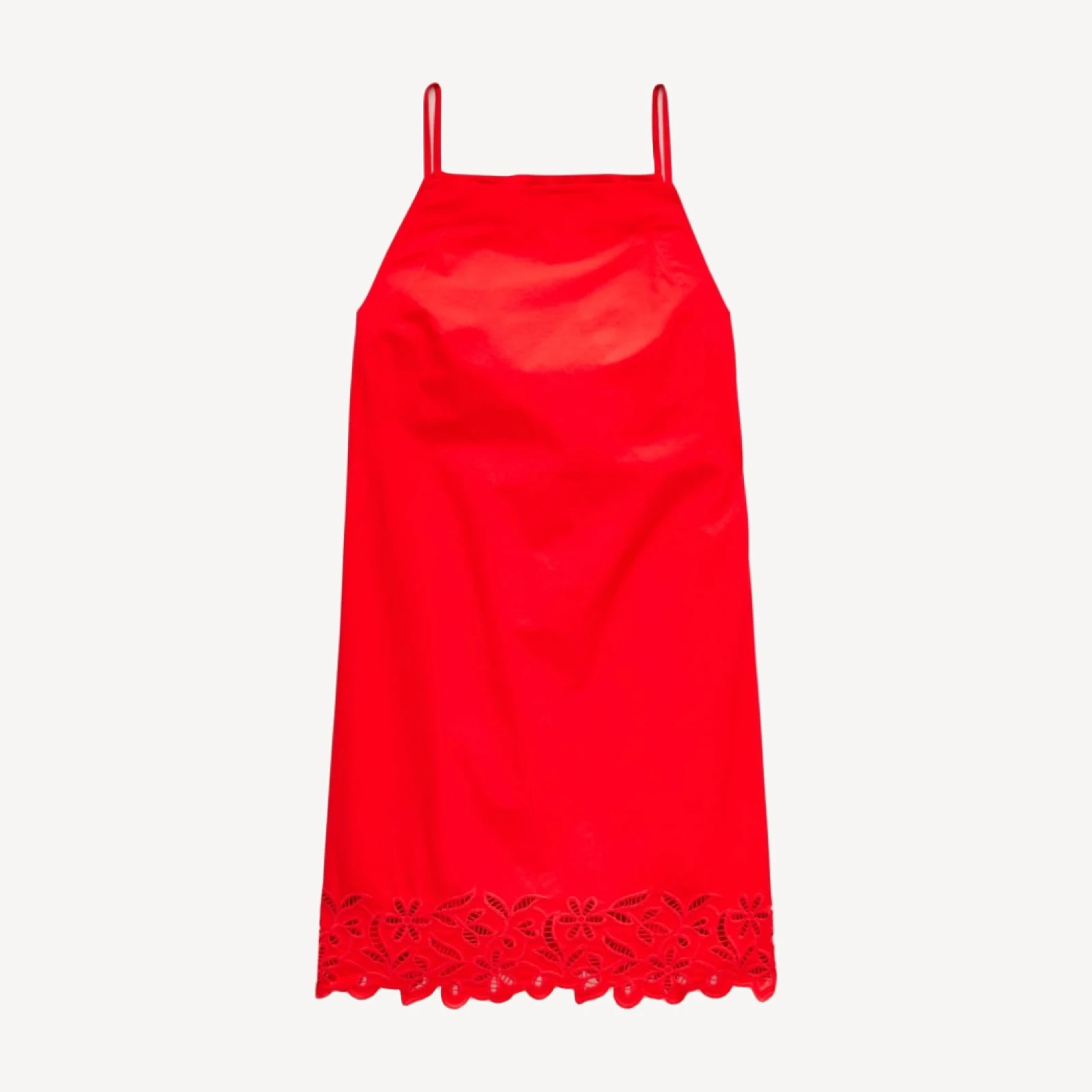 High-squareneck mini dress in cotton poplin