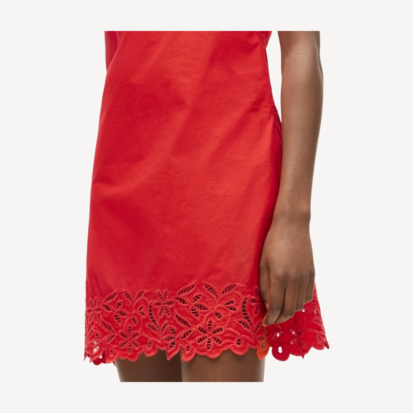 High-squareneck mini dress in cotton poplin
