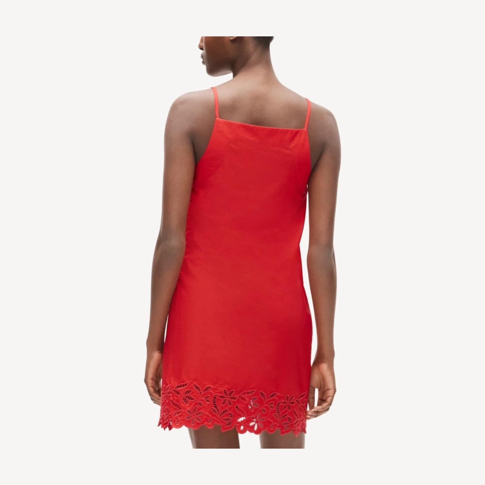 High-squareneck mini dress in cotton poplin
