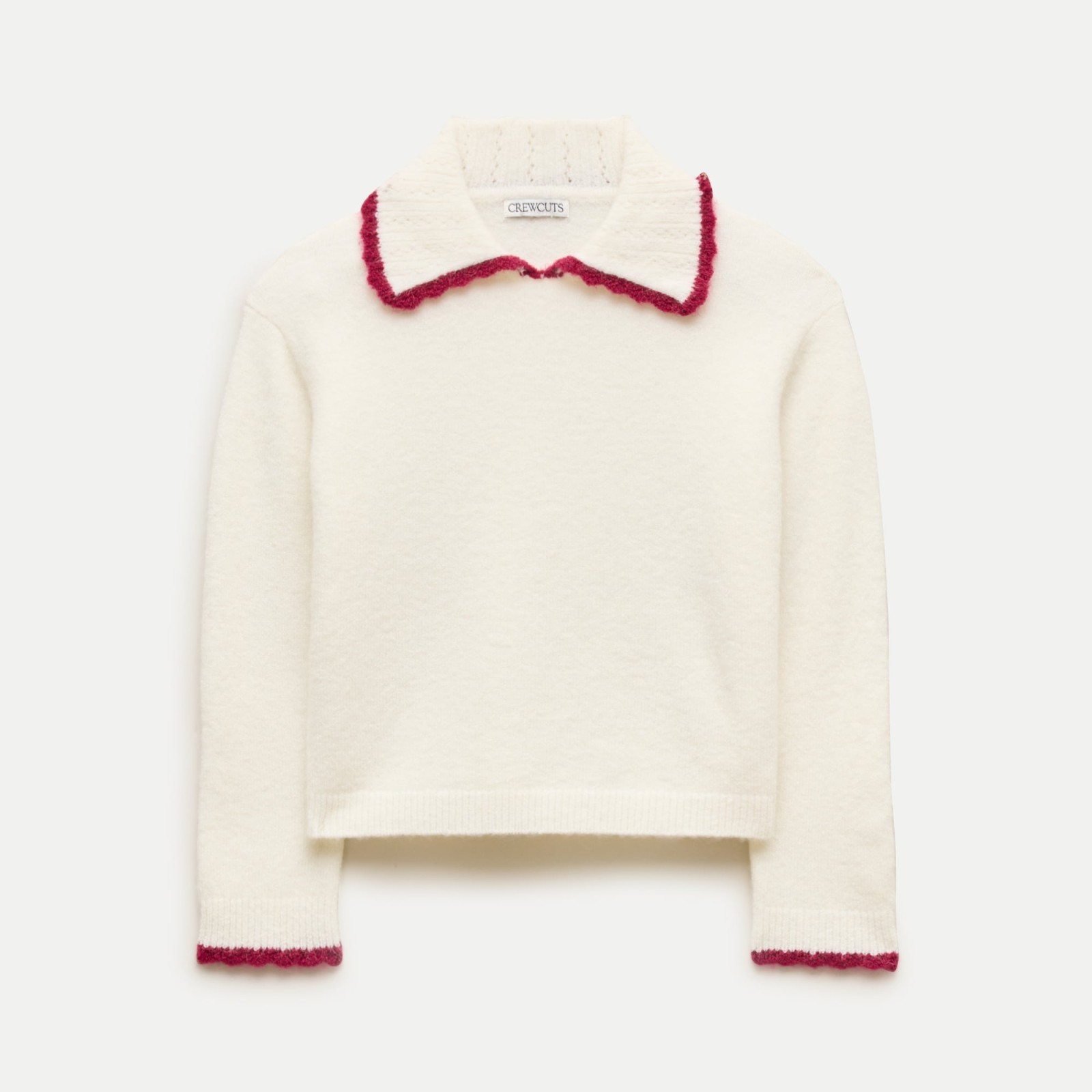 Girls' scallop-trim sweater-polo in Supersoft yarn