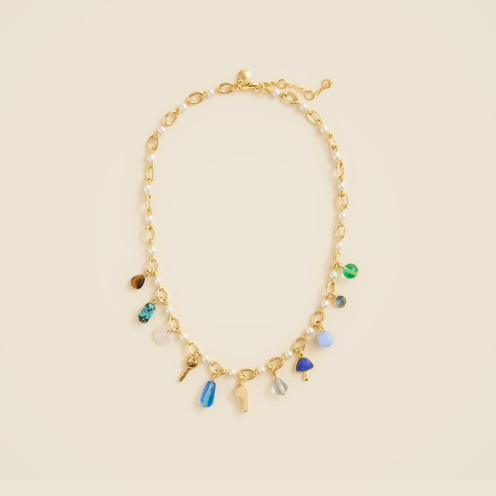 Mixed-material charm necklace