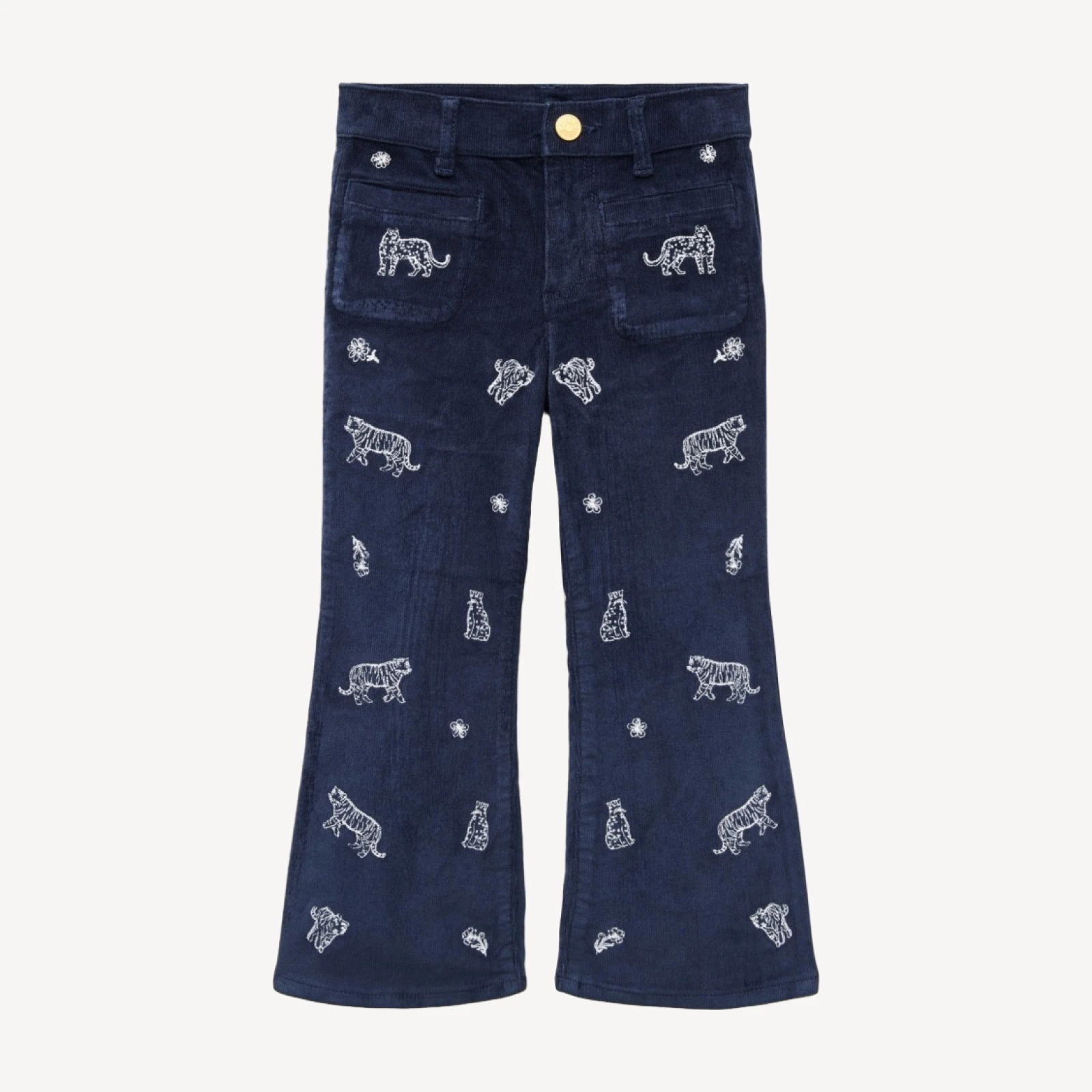 Girls' flare corduroy pant with embroidery