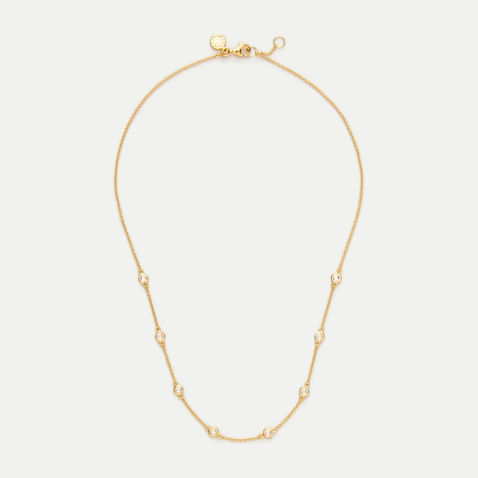 18k gold vermeil cubic zirconia station necklace