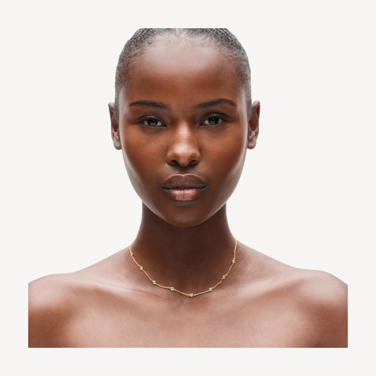 18k gold vermeil cubic zirconia station necklace