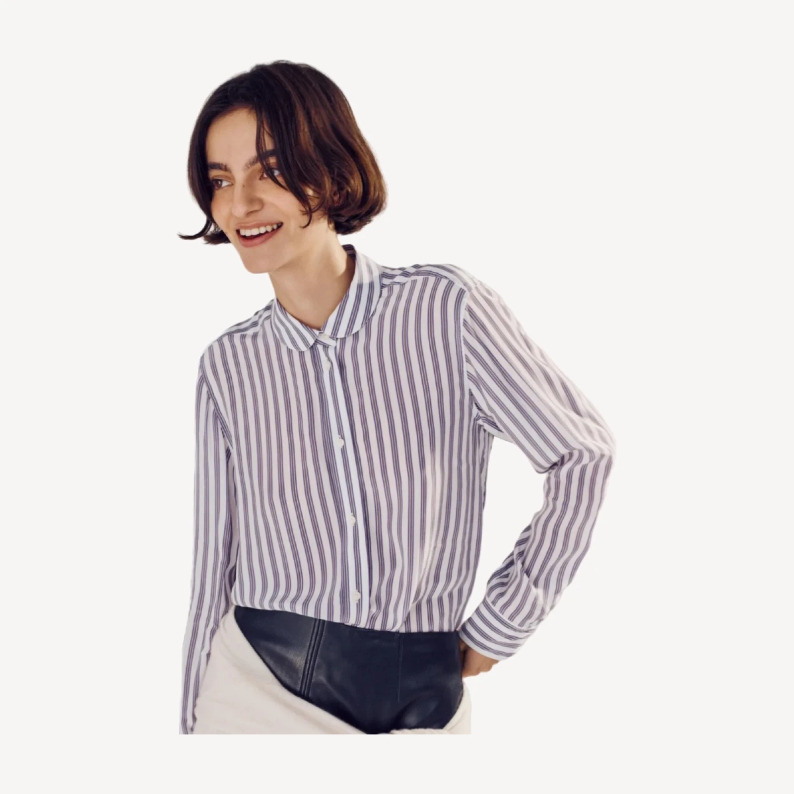 Jules classic-fit shirt in striped crepe de chine